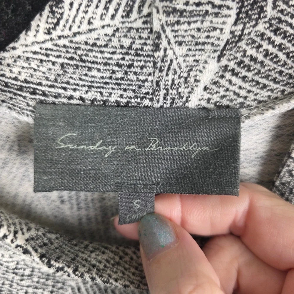 Sunday in Brooklyn Anthropologie Grey Leaf Print Mock Neck Maxi Dress Womens S